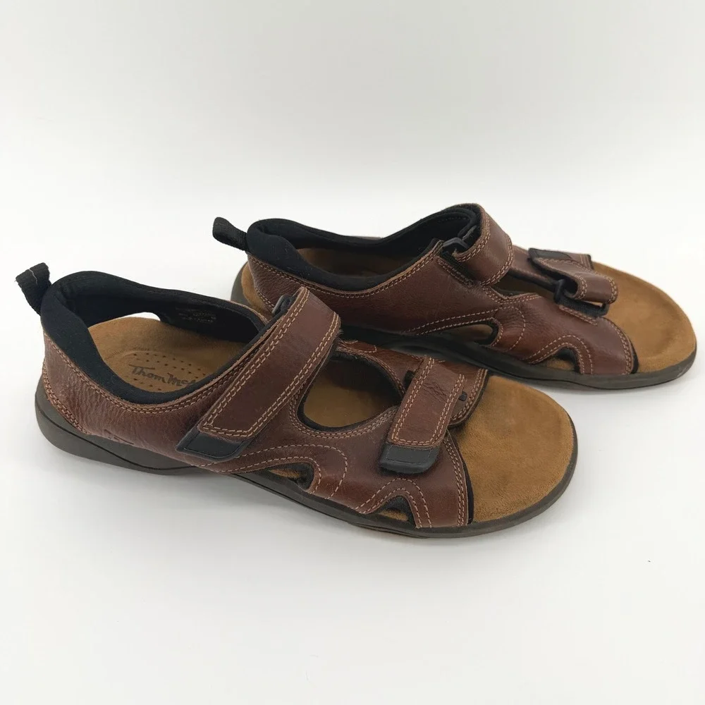 Thom McAn Brown Leather Fisherman Sandals Shock Absorbing Breathable Mens 11